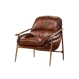 Mid-Century Modern Brown Leather Arm Accent Chairs Image - 3