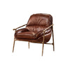 Mid-Century Modern Brown Leather Arm Accent Chairs Image - 3