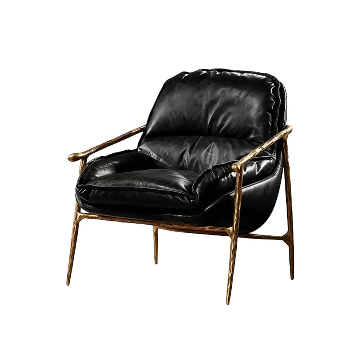 Mid-Century Modern Brown Leather Arm Accent Chairs Image - 5
