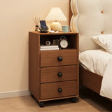 Mid-Century Modern Brown Wood Narrow Nightstand with Drawers Image - 12