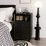 Mid-Century Modern Brown Wood Narrow Nightstand with Drawers Image - 14