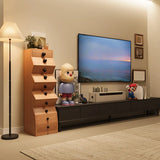 Mid-Century Modern Brown Wood Narrow Nightstand with Drawers Image - 15
