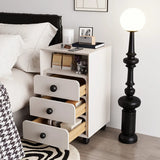 Mid-Century Modern Brown Wood Narrow Nightstand with Drawers Image - 16