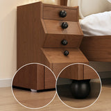 Mid-Century Modern Brown Wood Narrow Nightstand with Drawers Image - 3