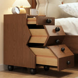 Mid-Century Modern Brown Wood Narrow Nightstand with Drawers Image - 6