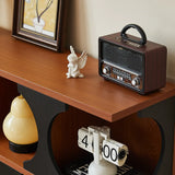 Mid-Century Modern Closed Back Wood Brown Vertical Bookshelf Image - 10