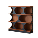 Mid-Century Modern Closed Back Wood Brown Vertical Bookshelf Image - 4