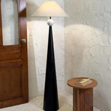 Mid-Century Modern Cone Black Tapered Metal Base Floor Lamp Image - 3