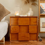 Mid-Century Modern Cube Wood Nightstand with 2 Drawers Image - 2