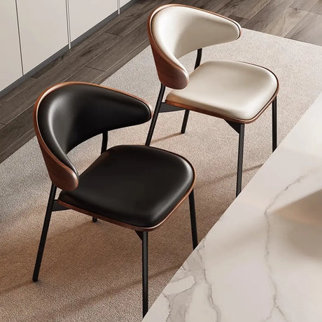 Mid-Century Modern Curved Back Upholstered Dining Chairs Image - 1