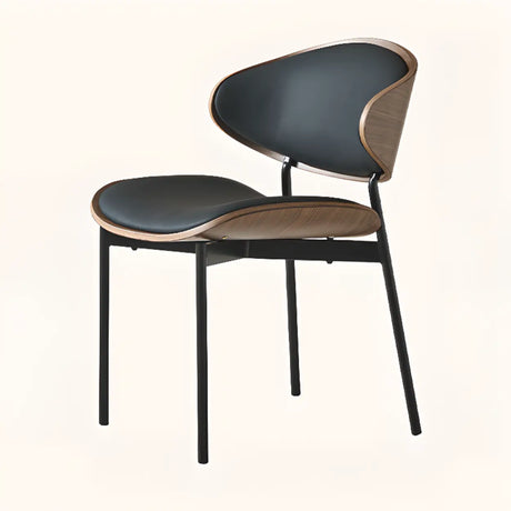 Mid-Century Modern Curved Back Upholstered Dining Chairs Image - 2