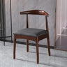 Mid-Century Modern Leather Cushion Wood Curved Back Dining Chair Image - 3