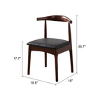 Mid-Century Modern Leather Cushion Wood Curved Back Dining Chair #size