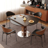 Mid-Century Modern Extendable Round Stone Top Dining Table Image - 2