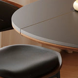 Mid-Century Modern Extendable Round Stone Top Dining Table Image - 5