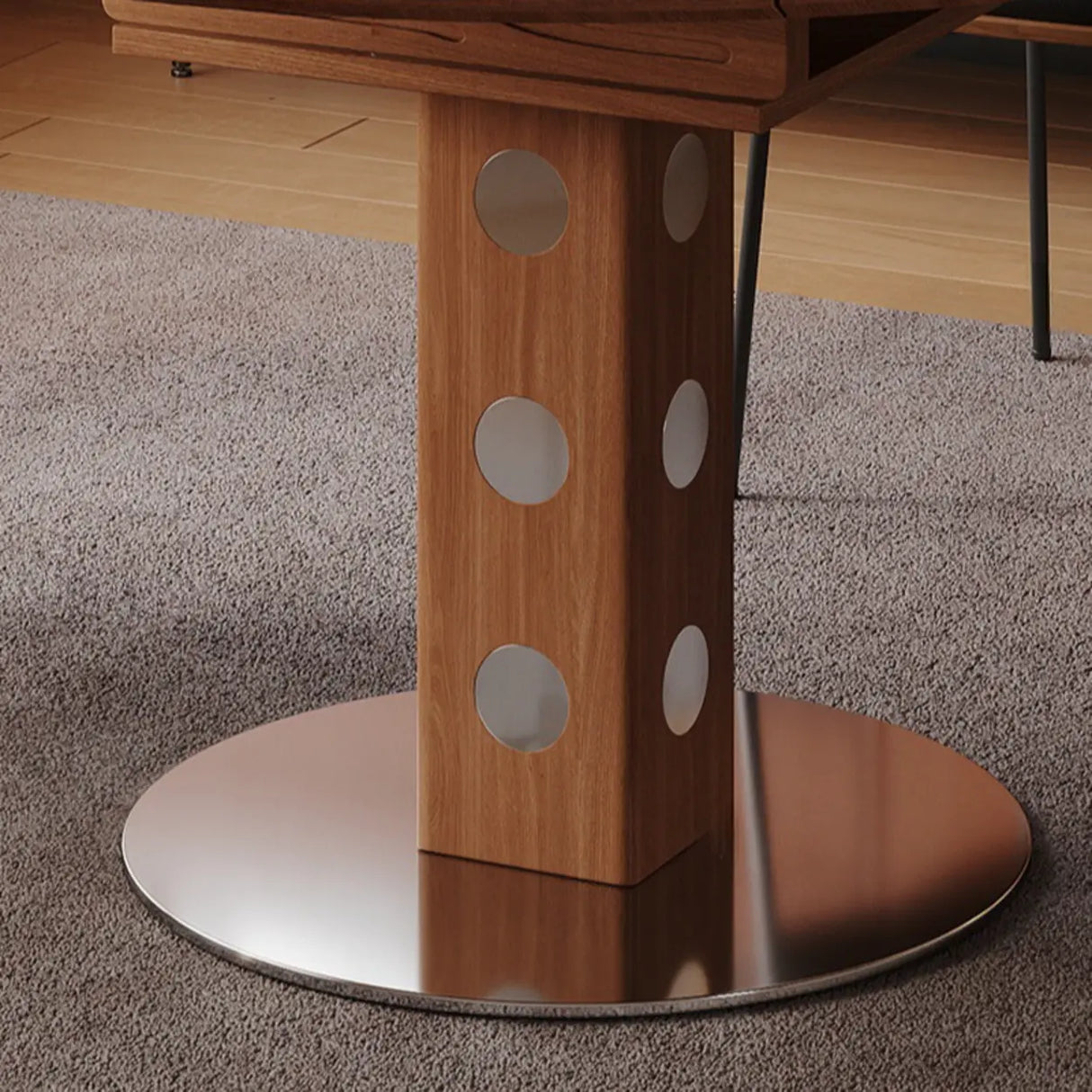 Mid-Century Modern Extendable Round Stone Top Dining Table Image - 6