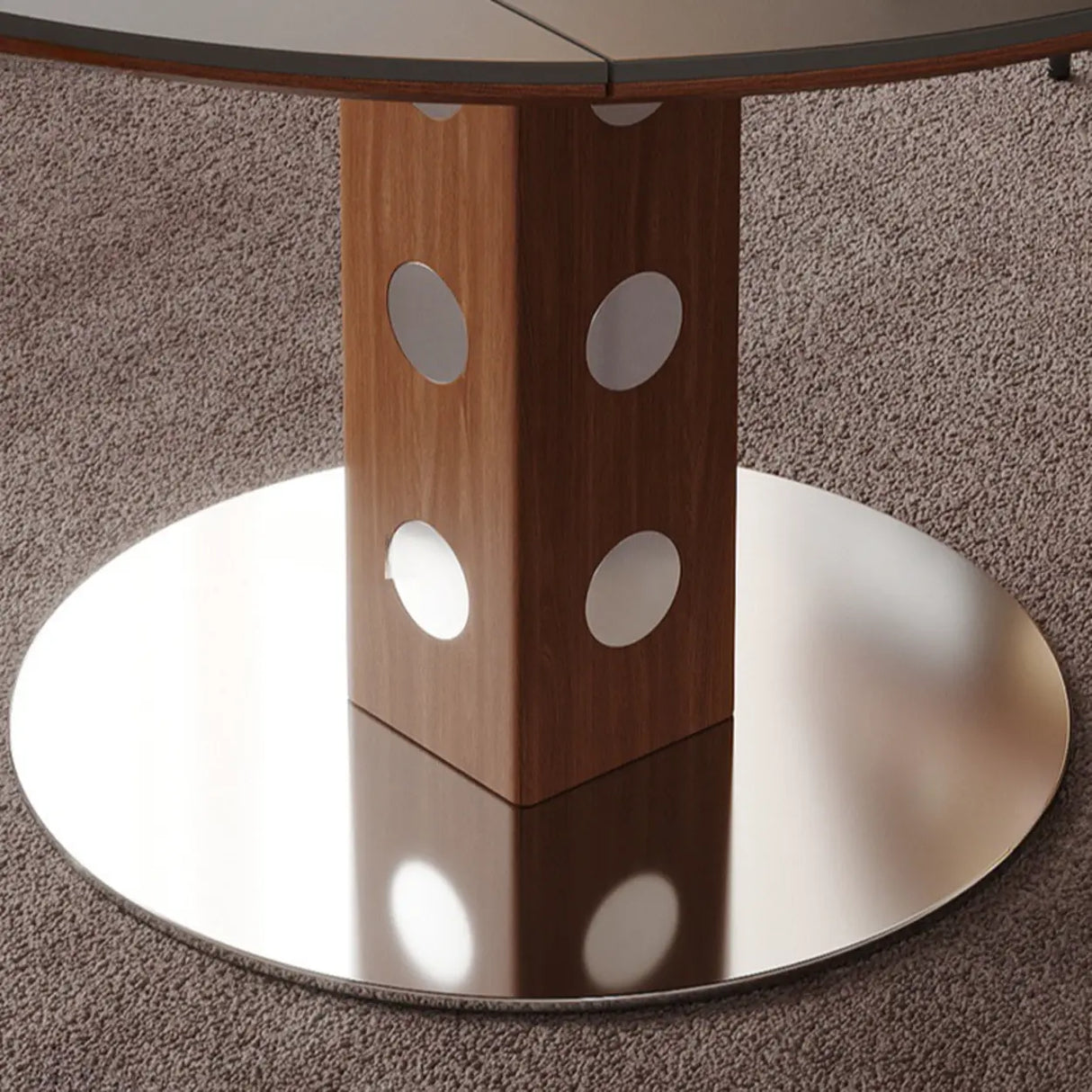 Mid-Century Modern Extendable Round Stone Top Dining Table Image - 7