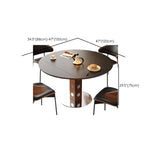 Mid-Century Modern Extendable Round Stone Top Dining Table #size