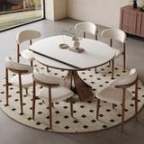 Mid-Century Modern Extendable Round White Stone Dining Table Image - 3