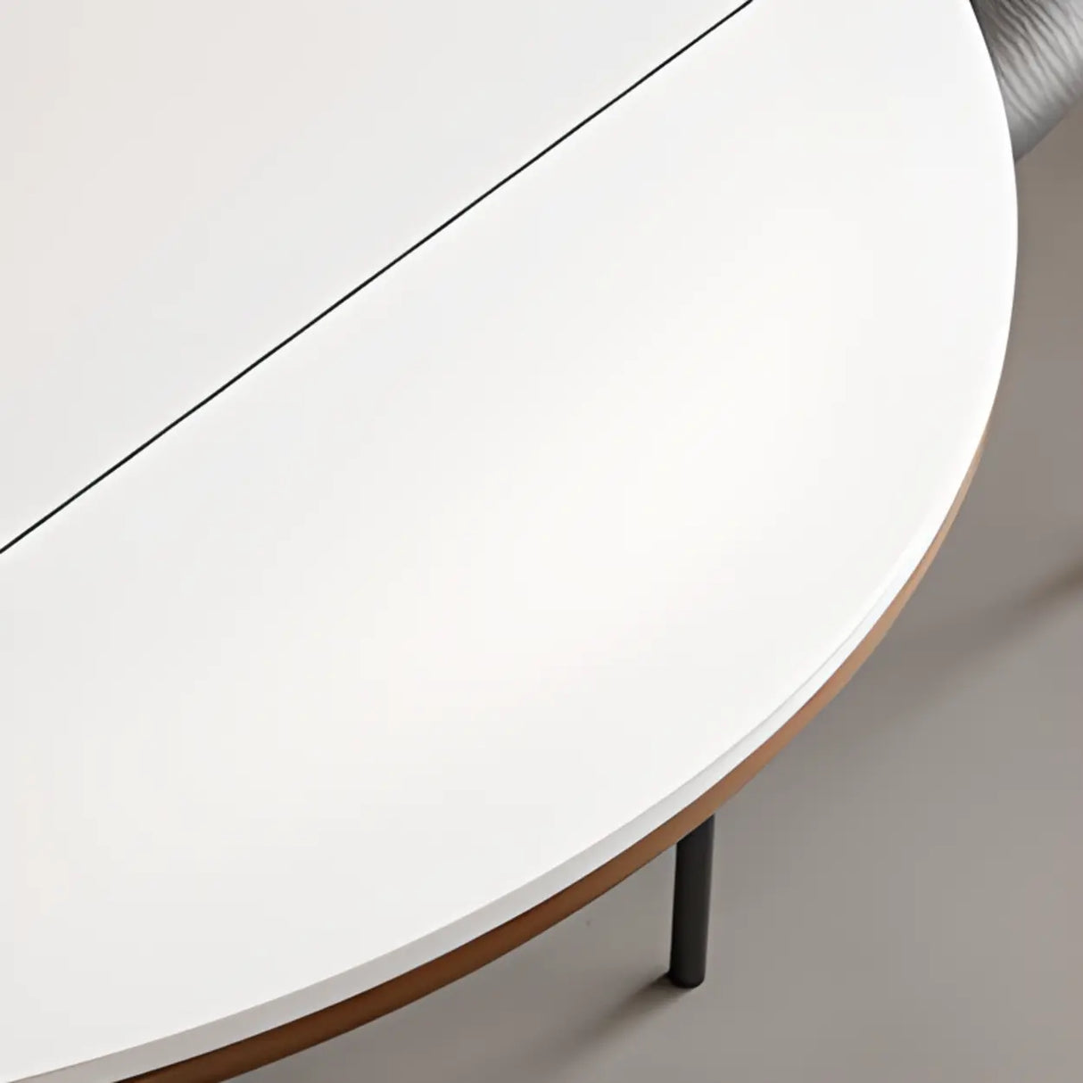 Mid-Century Modern Extendable Round White Stone Dining Table Image - 6