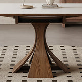 Mid-Century Modern Extendable Round White Stone Dining Table Image - 7