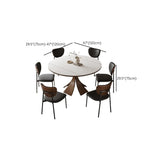 Mid-Century Modern Extendable Round White Stone Dining Table #size