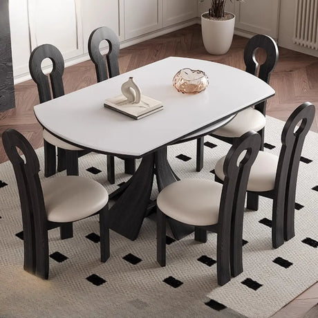 Mid-Century Modern Extendable White Stone Round Dining Table Image - 1