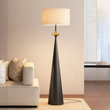 Mid-Century Modern Fabric Shade Tapered Metal Floor Lamp Image - 10