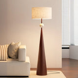 Mid-Century Modern Fabric Shade Tapered Metal Floor Lamp Image - 13