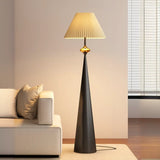 Mid-Century Modern Fabric Shade Tapered Metal Floor Lamp Image - 17