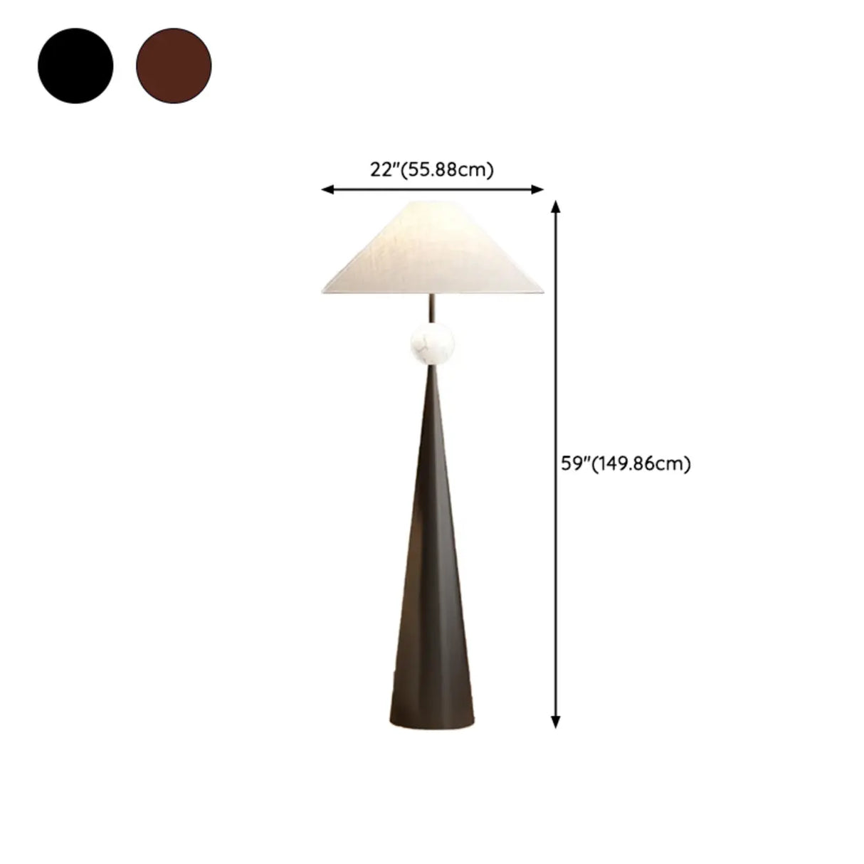 Mid-Century Modern Fabric Shade Tapered Metal Floor Lamp Image - 25