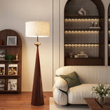 Mid-Century Modern Fabric Shade Tapered Metal Floor Lamp Image - 3