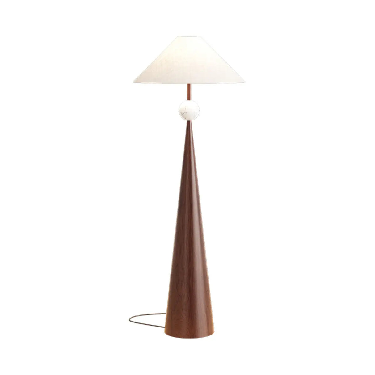 Mid-Century Modern Fabric Shade Tapered Metal Floor Lamp Image - 5