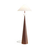Mid-Century Modern Fabric Shade Tapered Metal Floor Lamp Image - 5