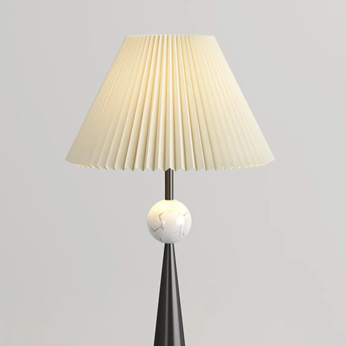 Mid-Century Modern Fabric Shade Tapered Metal Floor Lamp Image - 9