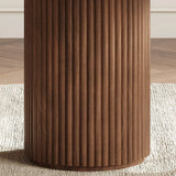 Mid-Century Modern Fluted Pedestal Round Wood Dining Table Image - 5