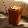Mid-Century Modern Geometric Solid Rubber Wood Side Table Image - 11