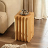 Mid-Century Modern Geometric Solid Rubber Wood Side Table Image - 12