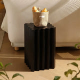 Mid-Century Modern Geometric Solid Rubber Wood Side Table Image - 13