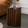 Mid-Century Modern Geometric Solid Rubber Wood Side Table Image - 5