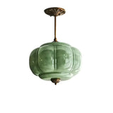 Mid-Century Modern Glass Pumpkim Round Pendant Light Image - 10