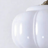 Mid-Century Modern Glass Pumpkim Round Pendant Light Image - 8