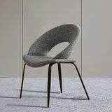 Mid Century Modern Gray Linen Open Back Dining Chair Image - 5