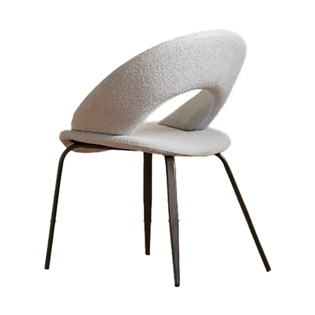 Mid Century Modern Gray Linen Open Back Dining Chair Image - 6