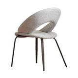 Mid Century Modern Gray Linen Open Back Dining Chair Image - 6