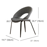 Mid Century Modern Gray Linen Open Back Dining Chair #size