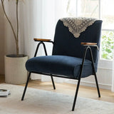 Mid-Century Modern Green Corduroy Accent Chair with Armrest Image - 12