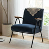 Mid-Century Modern Green Corduroy Accent Chair with Armrest Image - 12
