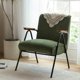 Mid-Century Modern Green Corduroy Accent Chair with Armrest Image - 13