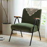 Mid-Century Modern Green Corduroy Accent Chair with Armrest Image - 13